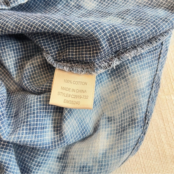 Cloth & Stone Bleach Wash Chambray Button Down Sleeveless Tank Shirt Med (ff) - Picture 12 of 13